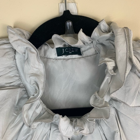 J Crew Elizabeth silk ruffled button down gray tank *read description* - Picture 3 of 9